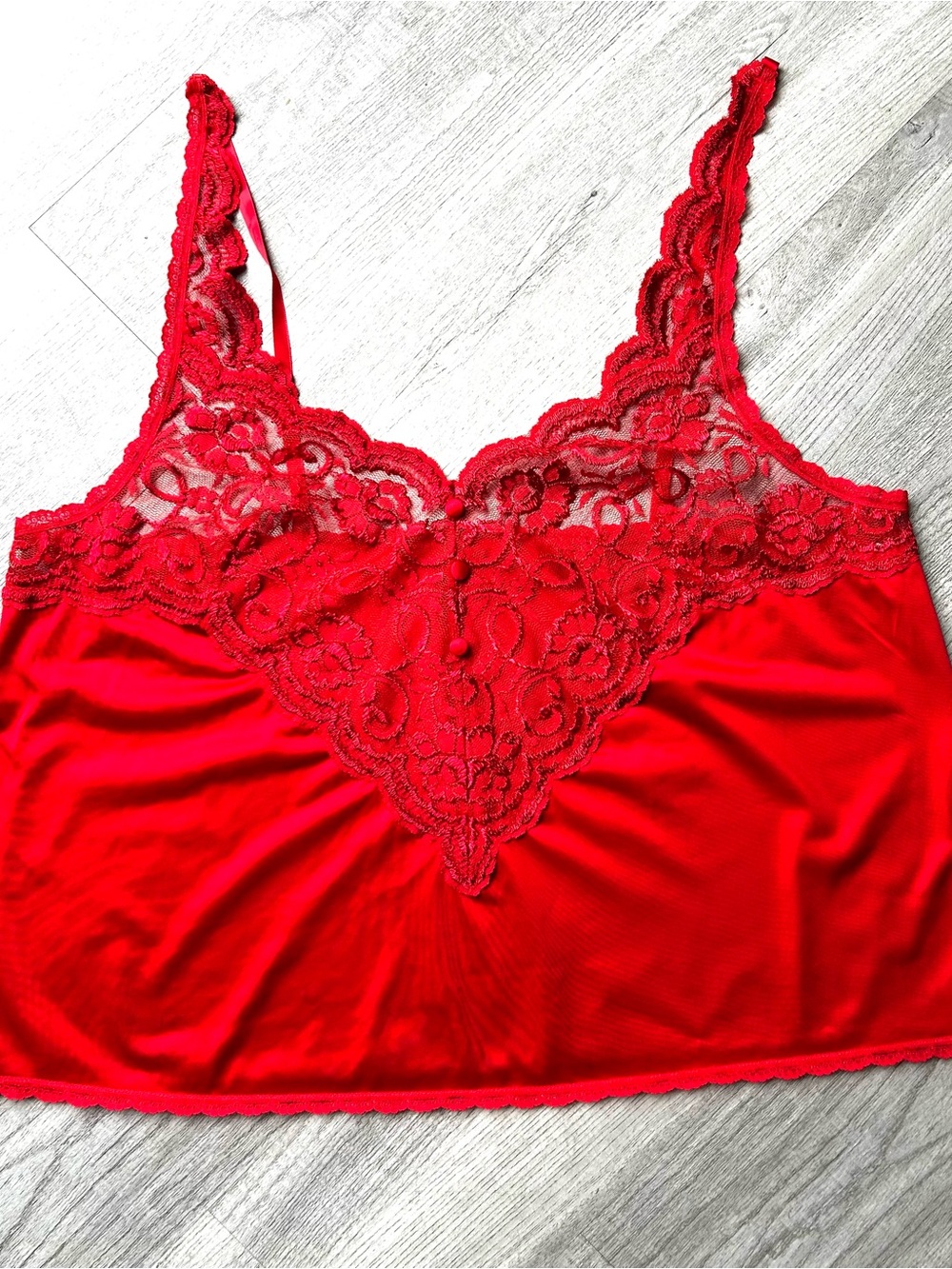 Cabernet Red Lace Trim Satin Camisole